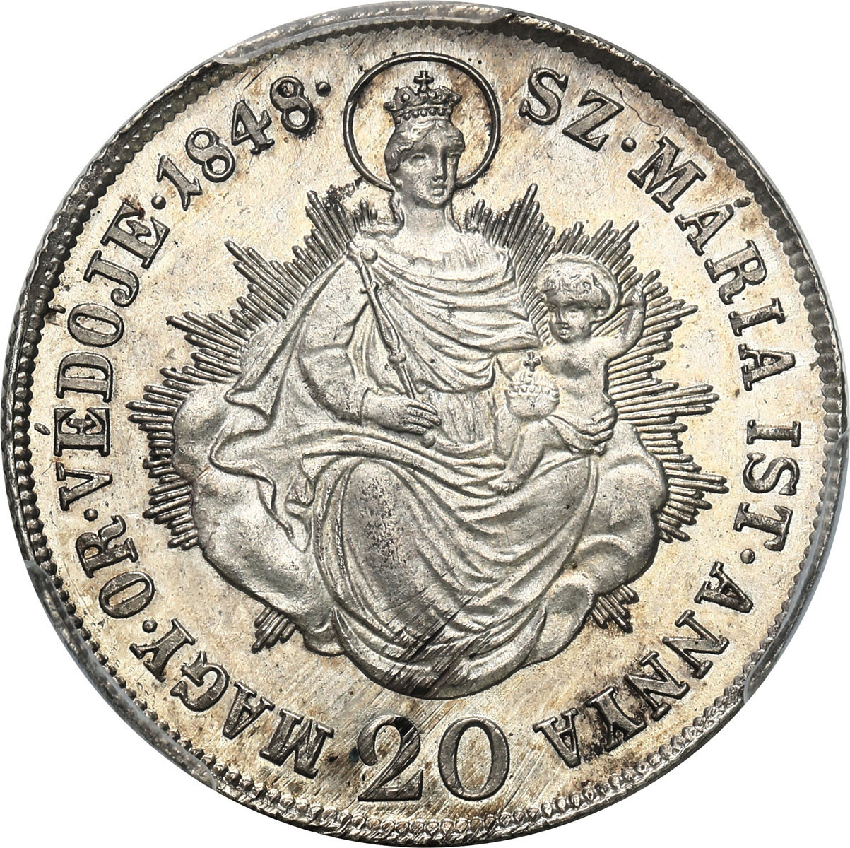 Austria. Franciszek Józef I. 20 krajcarów 1848 KB, Kremnica PCGS MS62 (2 MAX) - PIĘKNE
